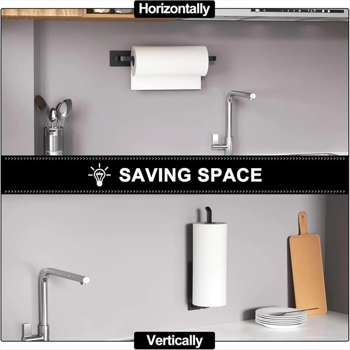 (ABAB) Paper Towel Holder - Self Adhesive or Drilled, Matte Black,Upgraded Stainless Steel Kitchen Roll Dispenser Under Cabinet
(ABAB) Paper Towel Holder - Self Adhesive or Drilled, Matte Black,Upgraded Stainless Steel Kitchen Roll Dispenser Under Cabinet