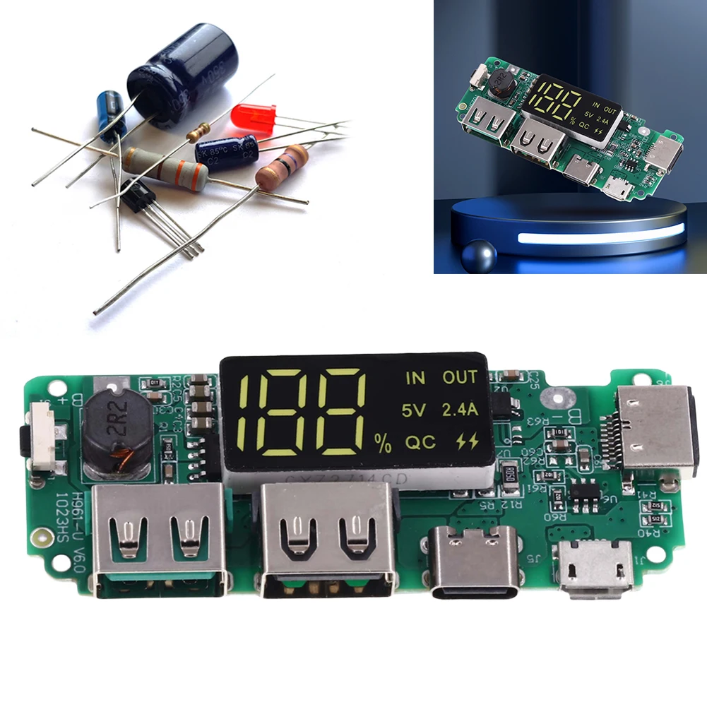 18650 Charger Circuit Protection Board with Overcharge LED Display Dual USB Mini Type-C Power Bank Module
18650 Charger Circuit Protection Board with Overcharge LED Display Dual USB Mini Type-C Power Bank Module