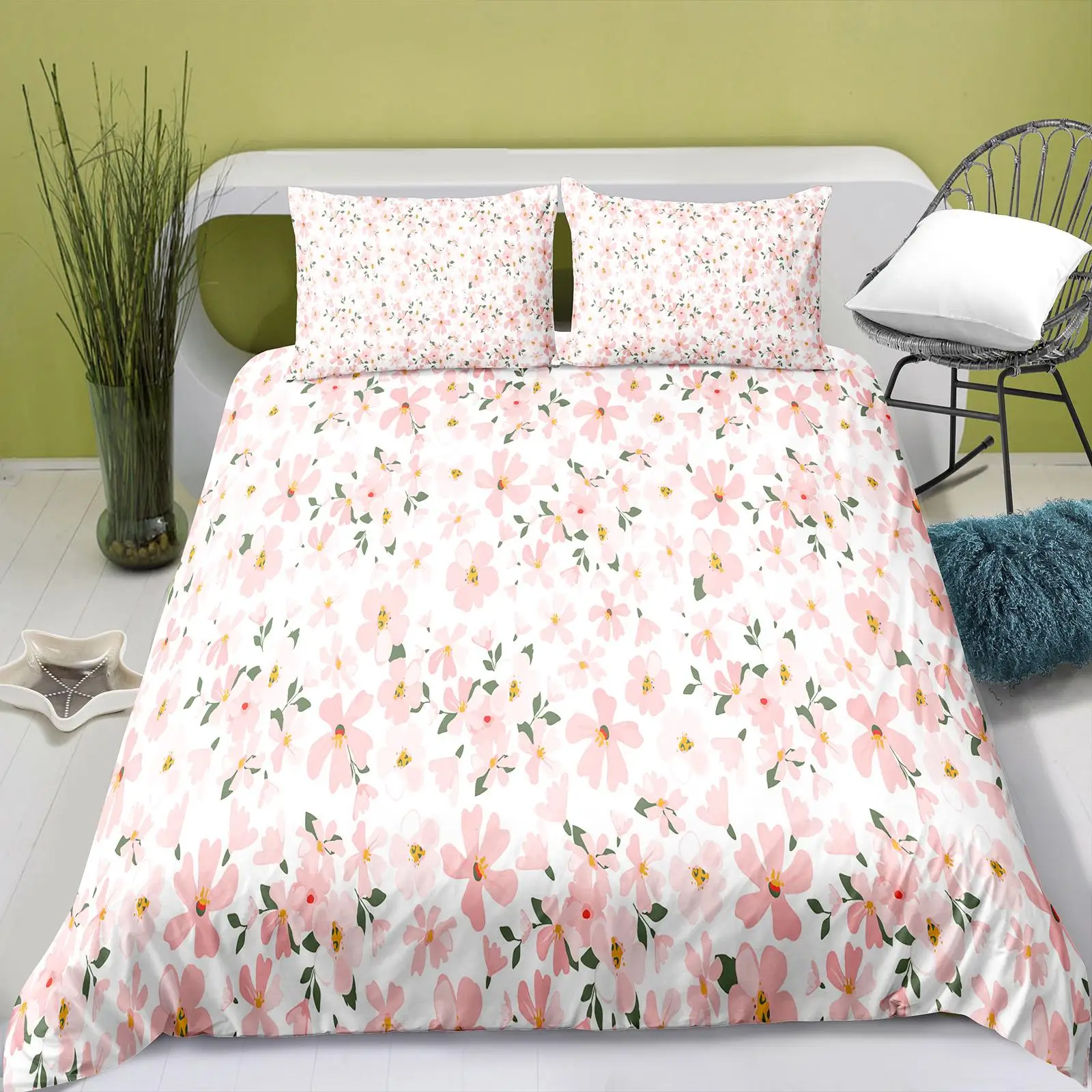 Flower Duvet Cover Set Pink Floral Small Fresh Style Bedding Set for Kids Girls Flower Theme Soft Microfiber 2/3pcs Quilt Cover
Flower Duvet Cover Set Pink Floral Small Fresh Style Bedding Set for Kids Girls Flower Theme Soft Microfiber 2/3pcs Quilt Cover
