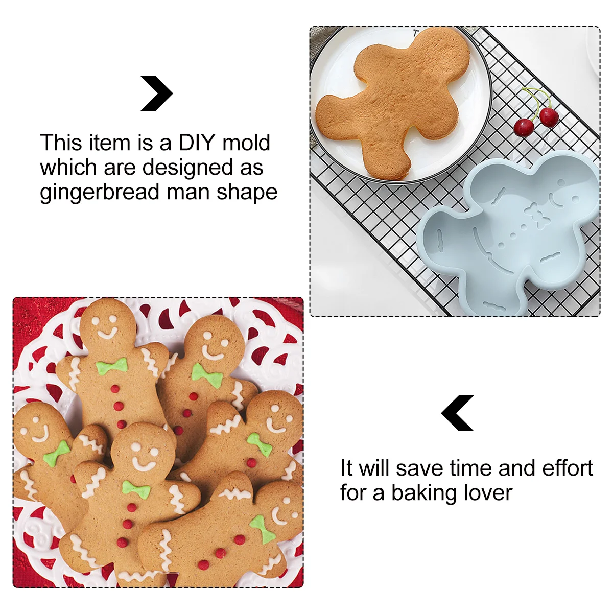 2pcs Gingerbread Man Mold Silicone Baking Tool Non-Stick Easy Clean For Cookies Chocolates Cakes Diy Mousse Dessert Making Cake
2pcs Gingerbread Man Mold Silicone Baking Tool Non-Stick Easy Clean For Cookies Chocolates Cakes Diy Mousse Dessert Making Cake