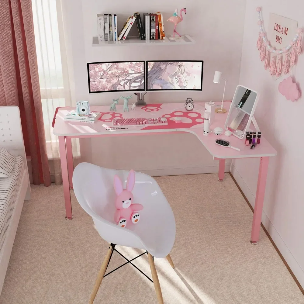 Gaming Desk Pink, Gaming Table Pink with Free Mouse Pad,Easy to Assemble, 60 Inch Pink L Shaped Gaming Desk
Gaming Desk Pink, Gaming Table Pink with Free Mouse Pad,Easy to Assemble, 60 Inch Pink L Shaped Gaming Desk