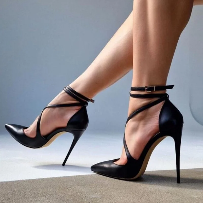 Black PU leather Cross Strap High Heel Pump Matte Pointed Toe Belt Buckle Straps Hollow Cover Heels Woman Dress Shoes
Black PU leather Cross Strap High Heel Pump Matte Pointed Toe Belt Buckle Straps Hollow Cover Heels Woman Dress Shoes