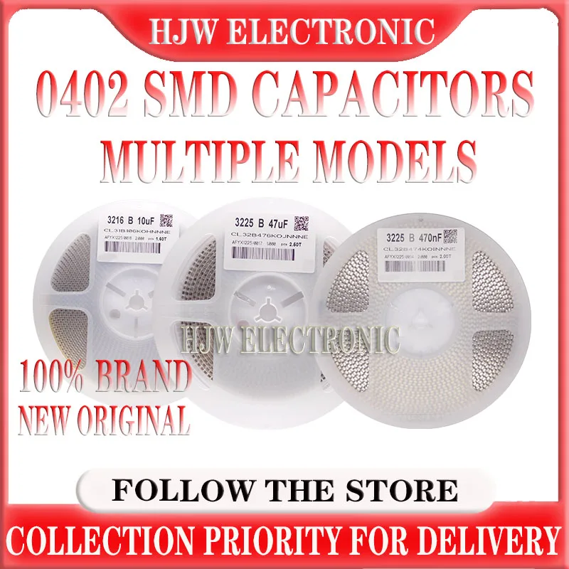 10000Pcs 0402 SMD ceramic capacitors 10pF 100uF 100pF 1nF 10nF 15nF 100nF 0.1uF 1uF 2.2uF 4.7uF 10uF 47uF Various models
10000Pcs 0402 SMD ceramic capacitors 10pF 100uF 100pF 1nF 10nF 15nF 100nF 0.1uF 1uF 2.2uF 4.7uF 10uF 47uF Various models