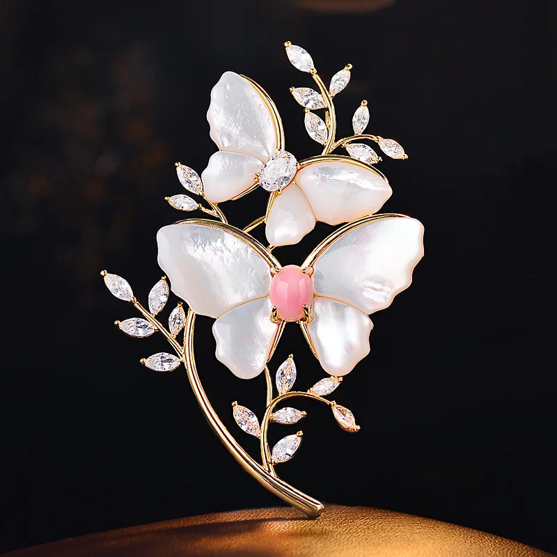 Sweet Pink Natural Shell Double Butterfly Mother-of-Pearl Brooch Elegance and Luxury Cubic Zirconia Party Accessories Pins Gifts
Sweet Pink Natural Shell Double Butterfly Mother-of-Pearl Brooch Elegance and Luxury Cubic Zirconia Party Accessories Pins Gifts