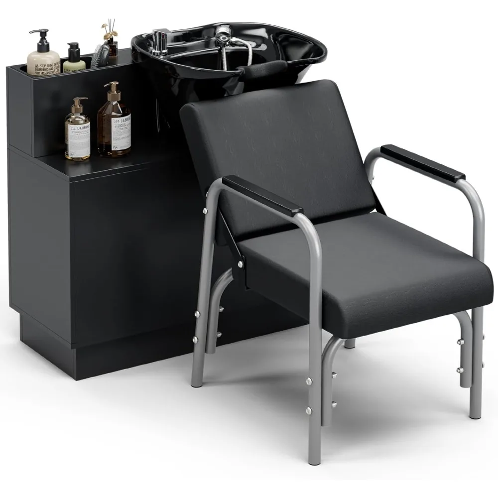 Black Shampoo Cabinet Station for Salon, Salon Backwash Station with Shampoo Bowl, Suitable Height Match with Shampoo Chair
Black Shampoo Cabinet Station for Salon, Salon Backwash Station with Shampoo Bowl, Suitable Height Match with Shampoo Chair