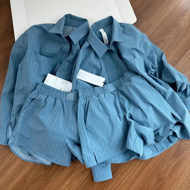 25 Spring and Summer New Angel Blue Striped Suit Fashion Casual Loose Long Sleeve Shirt Waist Shorts
25 Spring and Summer New Angel Blue Striped Suit Fashion Casual Loose Long Sleeve Shirt Waist Shorts