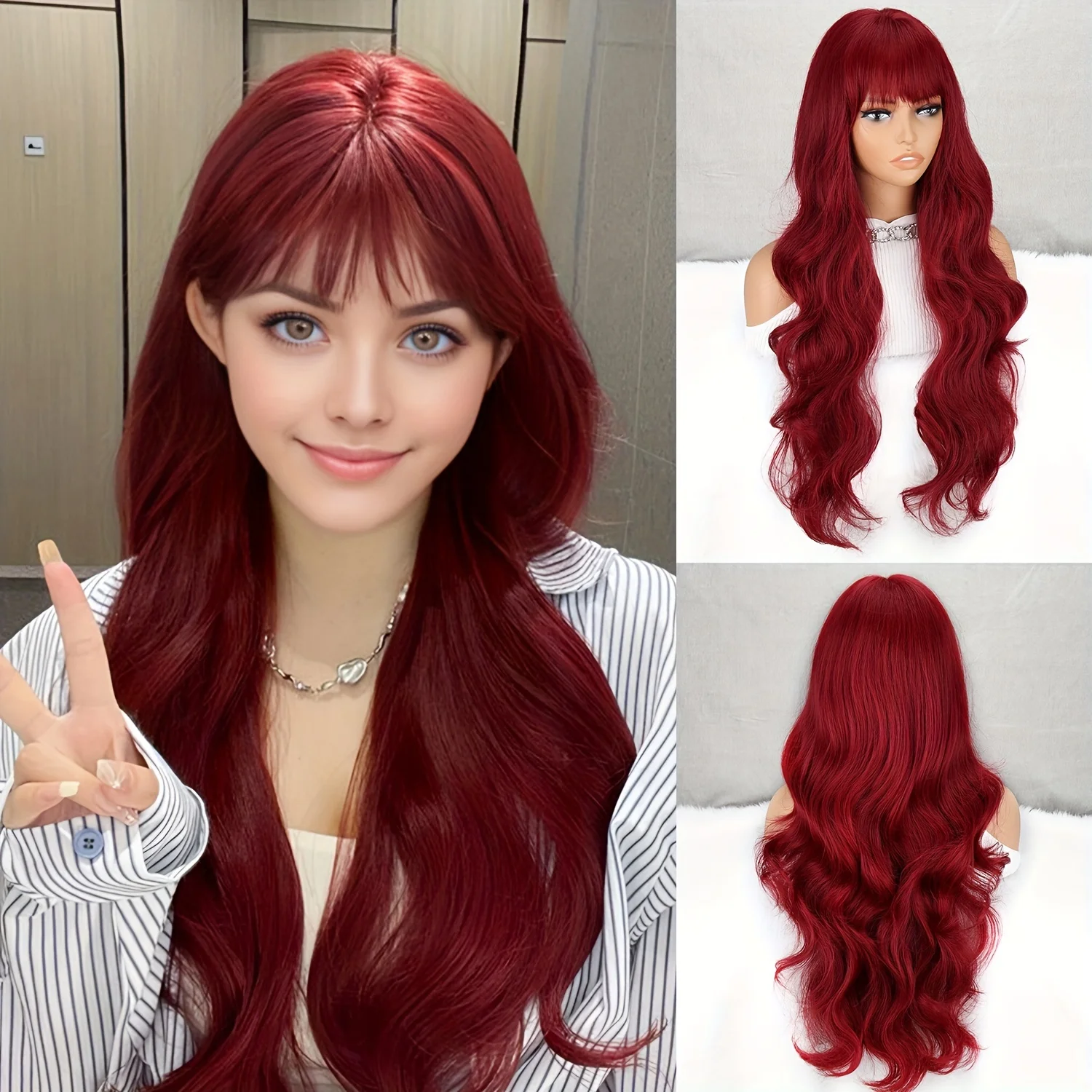 Long Red Wavy Synthetic Wigs for Women Middle Part Red Wig Natural Curly Wig Heat Resistant Fiber Wigs for Daily Party Use
Long Red Wavy Synthetic Wigs for Women Middle Part Red Wig Natural Curly Wig Heat Resistant Fiber Wigs for Daily Party Use