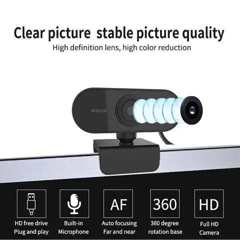 1080P HD ミニウェブカメラ マイク付き USB接続 ノートパソコン デスクトップ用 ビデオ通話や会議に最適