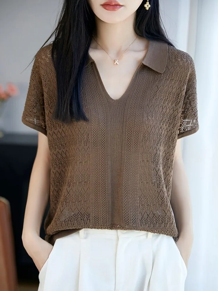 Slimming Effect Knitted Short Sleeve T-Shirt Women's Thin Loose Fit High End V-Neck Cool Feeling Casual Style Summer Top
Slimming Effect Knitted Short Sleeve T-Shirt Women's Thin Loose Fit High End V-Neck Cool Feeling Casual Style Summer Top