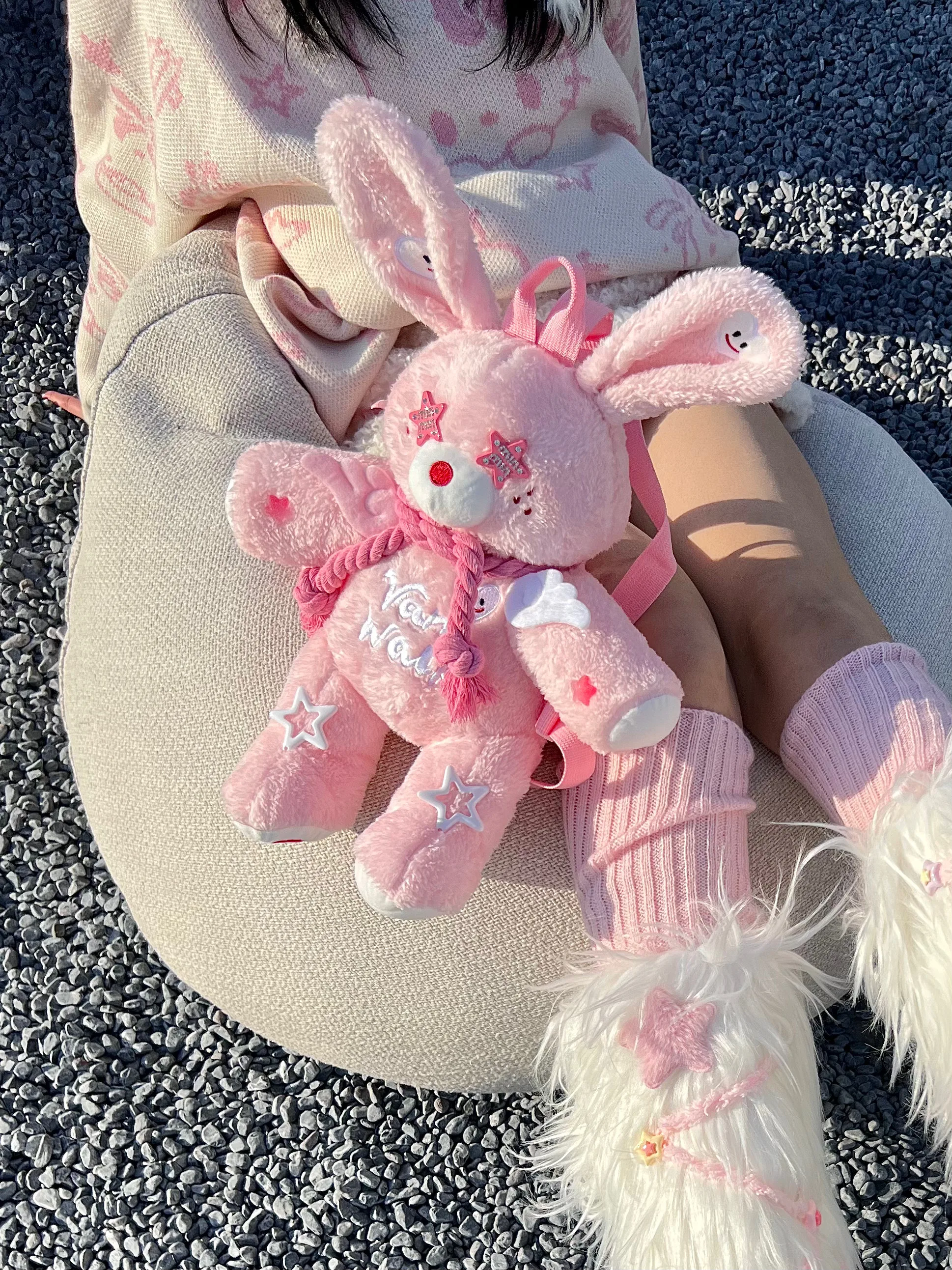 Cute Pink Rabbit Star Plush Cartoon Double Shoulder Bag Angel Sweet Rope Spicy Girl Backpack Soft Korean Style Unisex Casual Bag
Cute Pink Rabbit Star Plush Cartoon Double Shoulder Bag Angel Sweet Rope Spicy Girl Backpack Soft Korean Style Unisex Casual Bag