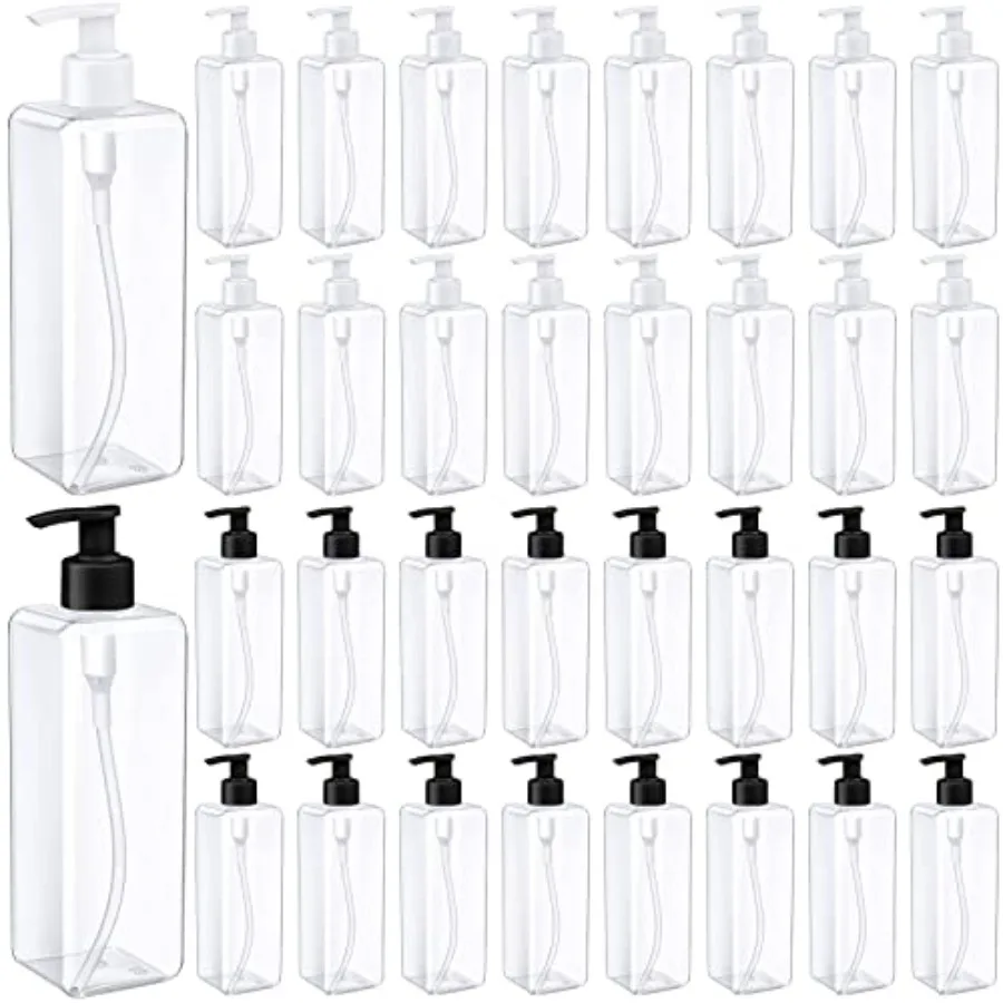 32 Pcs 16 oz Empty Plastic Pump Bottles Lotion Bottles with Black White Pumps Clear Square Lotion Dispenser Refillable Shampoo
32 Pcs 16 oz Empty Plastic Pump Bottles Lotion Bottles with Black White Pumps Clear Square Lotion Dispenser Refillable Shampoo