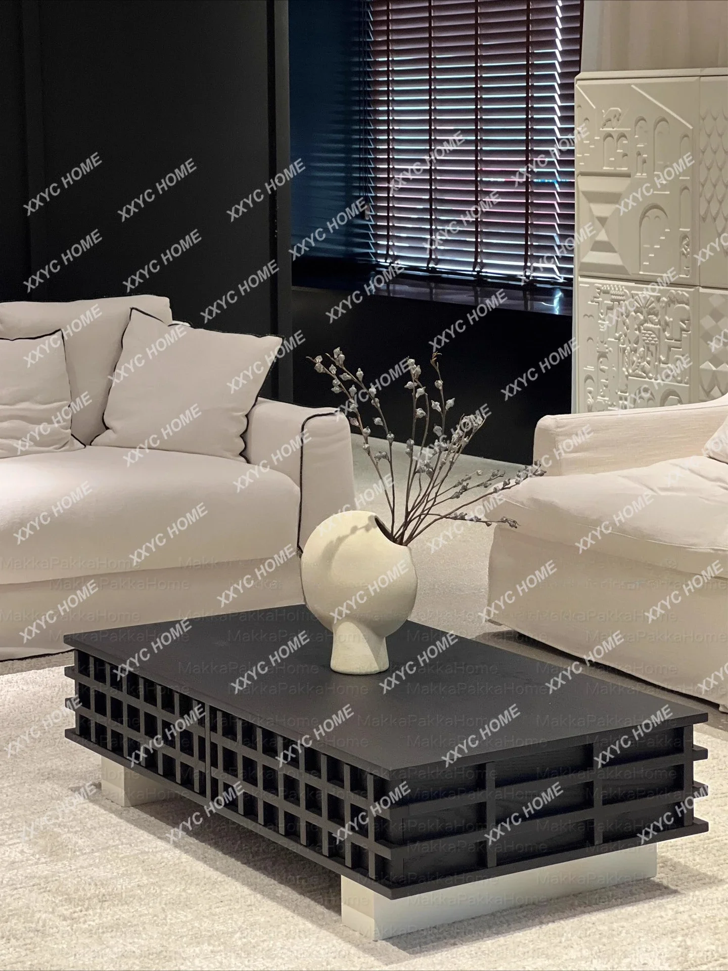 Solid wood rectangular coffee table black retro creative minimalist living room
Solid wood rectangular coffee table black retro creative minimalist living room