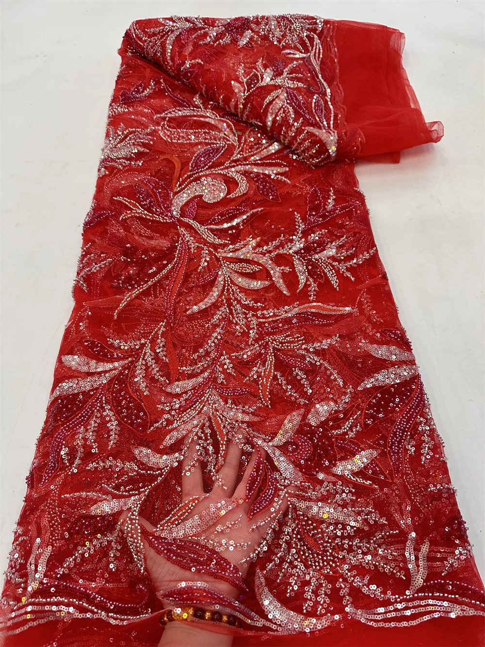 2023 High Quality Nigerian African Sequins Beaded Groom Lace Fabric Embroidery For Nigerian Wedding Party Dress Sewing QF0742
2023 High Quality Nigerian African Sequins Beaded Groom Lace Fabric Embroidery For Nigerian Wedding Party Dress Sewing QF0742