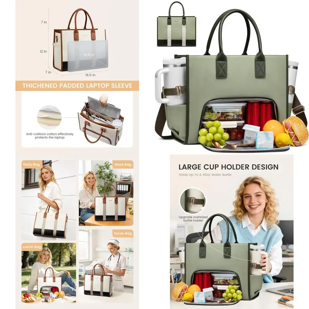 15.6 Inch Waterproof 3-in-1 Laptop Lunch Tote Bag with Padded Sleeve for Men & Women, Ideal for Work, College, and Travel
15.6 Inch Waterproof 3-in-1 Laptop Lunch Tote Bag with Padded Sleeve for Men & Women, Ideal for Work, College, and Travel