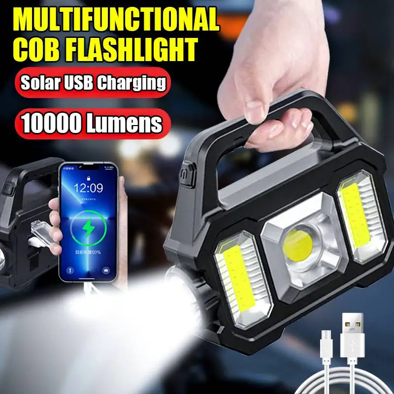 Multifunctional COB Searchlight LED Strong Light Flashlight Solar Charging Waterproof Outdoor Emergency Lighting Work Light
Multifunctional COB Searchlight LED Strong Light Flashlight Solar Charging Waterproof Outdoor Emergency Lighting Work Light
