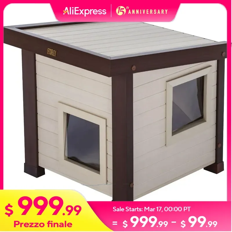 Outdoor Feral Cat House for Multiple Cats with Quick & Easy Assembly, 2 Vinyl Door Flaps Included, Moisture and Odor Resistant
Outdoor Feral Cat House for Multiple Cats with Quick & Easy Assembly, 2 Vinyl Door Flaps Included, Moisture and Odor Resistant