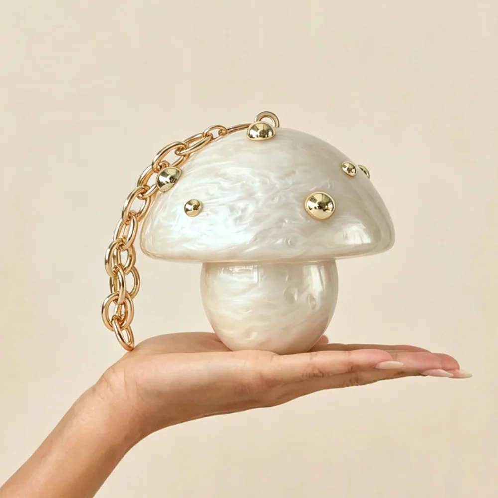 Marble Women Luxury Handbag Purses New Fashion Metal Chain Shoulder Bag Brand Design Mushrooms Shape Acrylic Evening Clutch Bag
Marble Women Luxury Handbag Purses New Fashion Metal Chain Shoulder Bag Brand Design Mushrooms Shape Acrylic Evening Clutch Bag