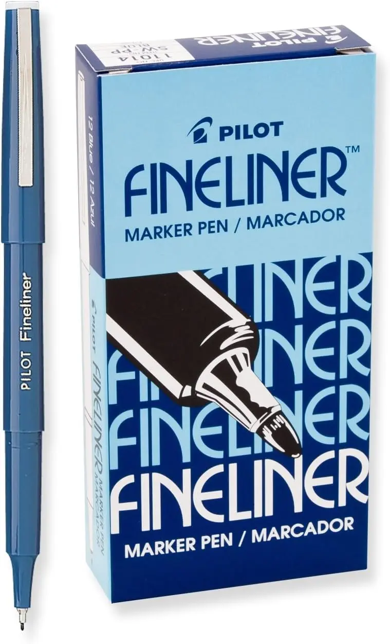 Fine Point Fineliner Marker Pens, Blue Ink, 12-Pack - Smooth Writing, Quick-Drying
Fine Point Fineliner Marker Pens, Blue Ink, 12-Pack - Smooth Writing, Quick-Drying