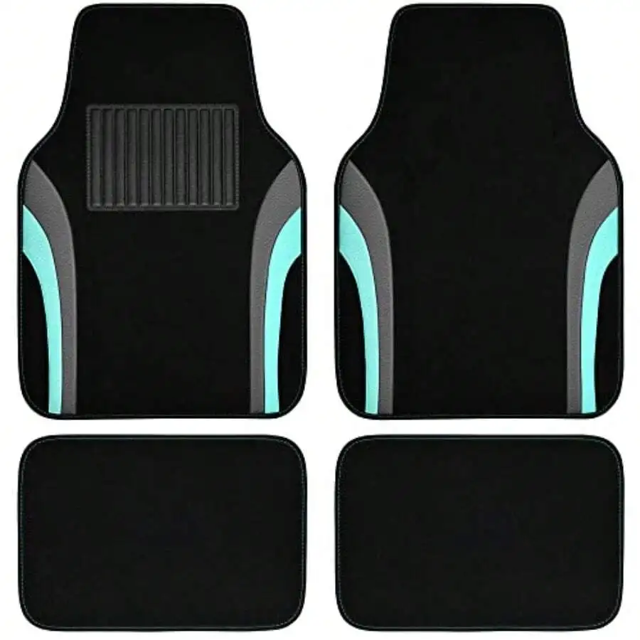 Universal Car Floor Mats 4pcs Black With Mint Green Trim For Sedan SUV Truck
Universal Car Floor Mats 4pcs Black With Mint Green Trim For Sedan SUV Truck