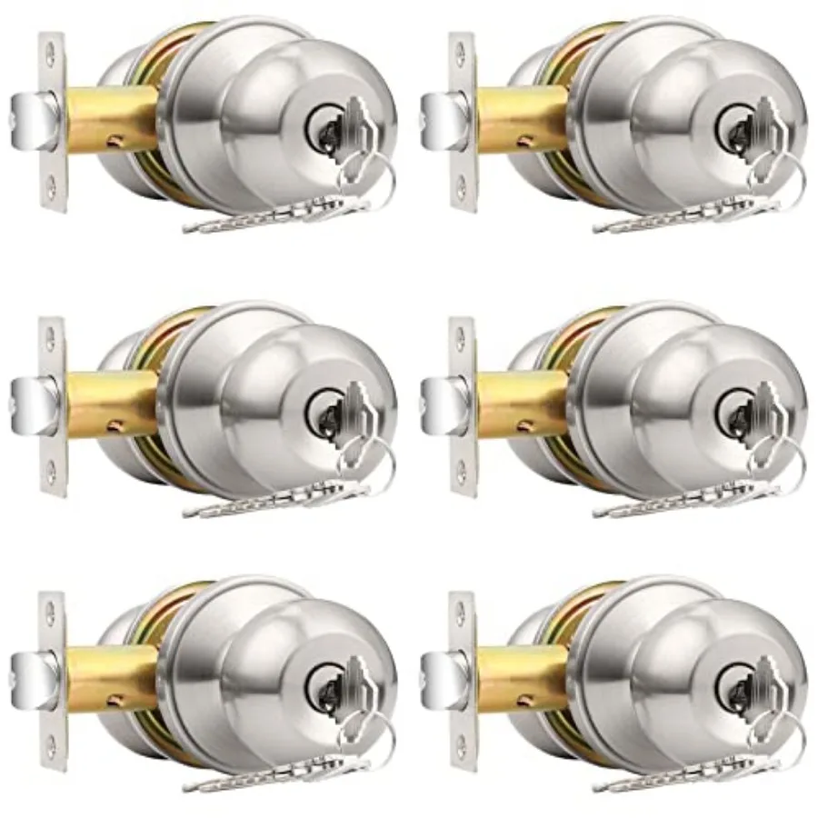 Entry Door Knobs Combo Pack, Keyed Alike Entrance Door Locks, Ball Door Knobs with Lock and Keys for Interior Exterior Doors
Entry Door Knobs Combo Pack, Keyed Alike Entrance Door Locks, Ball Door Knobs with Lock and Keys for Interior Exterior Doors