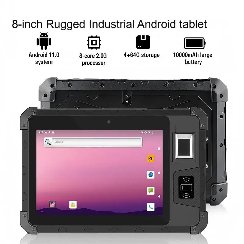 Rugged Tablet PC Android 11 8" IPS MTK6762 Octa-Core 4GB+64GB IP67 10000mAh ,(Opt) UHF RFID 2D Scanner Fingerprint
Rugged Tablet PC Android 11 8" IPS MTK6762 Octa-Core 4GB+64GB IP67 10000mAh ,(Opt) UHF RFID 2D Scanner Fingerprint
