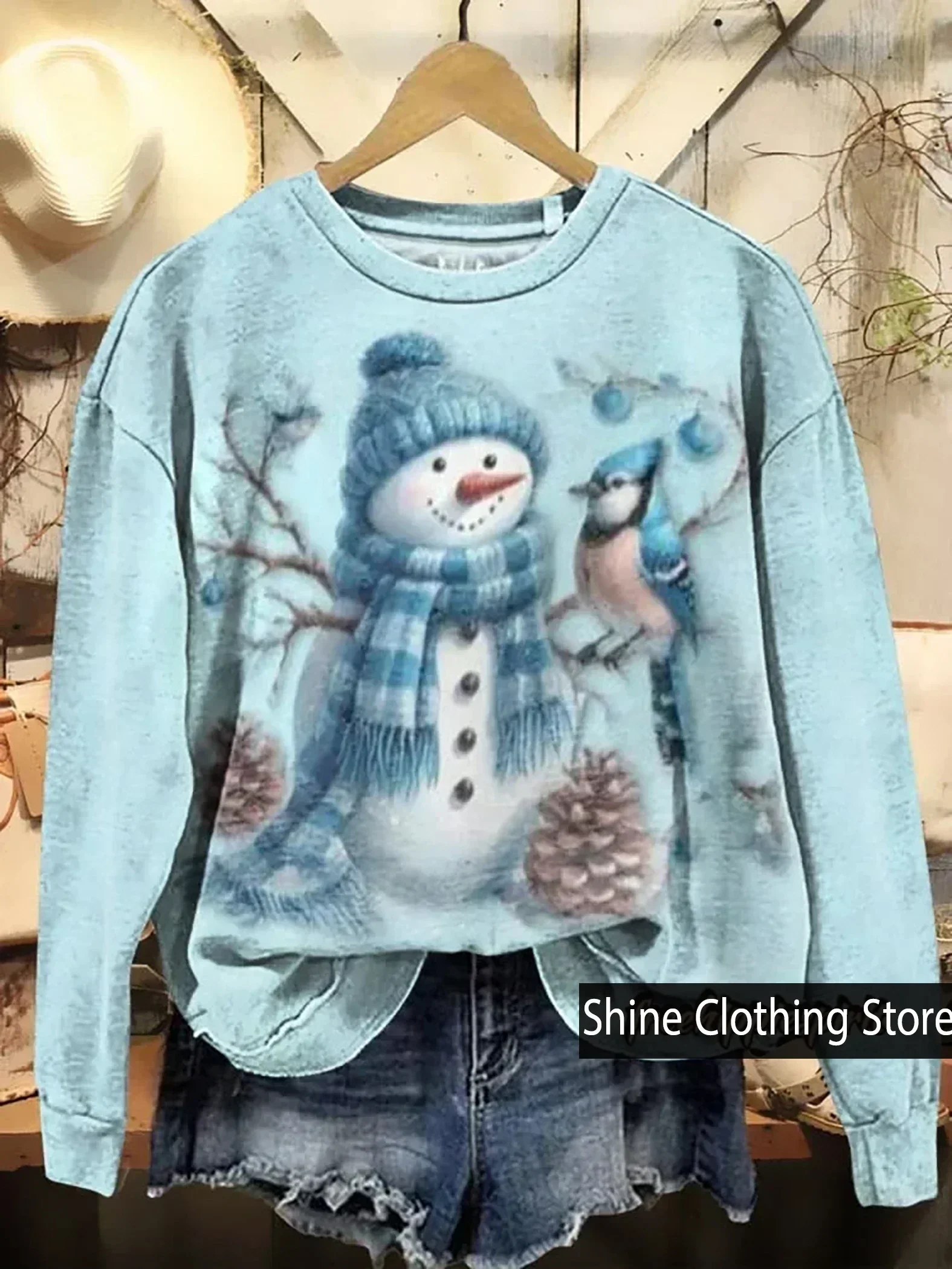 New Arrivals Women's Winter Snowman with Bird Graphic Print Casual Sweatshirt,Women's Clothing,Plus Size Tops,Women Sweatshirt
New Arrivals Women's Winter Snowman with Bird Graphic Print Casual Sweatshirt,Women's Clothing,Plus Size Tops,Women Sweatshirt