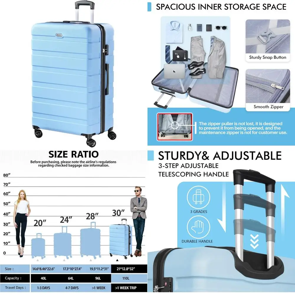 Легкий чемодан с твердой поверхностью из АБС-пластика с 4 универсальными колесами, замком TSA, большой размер 30 дюймов, голубой для путешествий
Легкий чемодан с твердой поверхностью из АБС-пластика с 4 универсальными колесами, замком TSA, большой размер 30 дюймов, голубой для путешествий