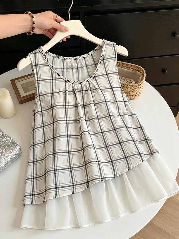 plus Size Shirt Women's Plaid Button Splice Design Summer New Style Slimming Top for Plump MM round Neck No Sleeve Regular Le...
plus Size Shirt Women's Plaid Button Splice Design Summer New Style Slimming Top for Plump MM round Neck No Sleeve Regular Le...