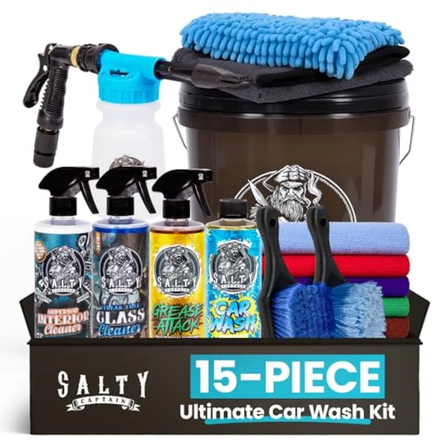 Car wash kit for outdoor use premium microfiber and nylon brushes in navy blue includes 15L bucket, hand mitt, foam blaster gun
Car wash kit for outdoor use premium microfiber and nylon brushes in navy blue includes 15L bucket, hand mitt, foam blaster gun