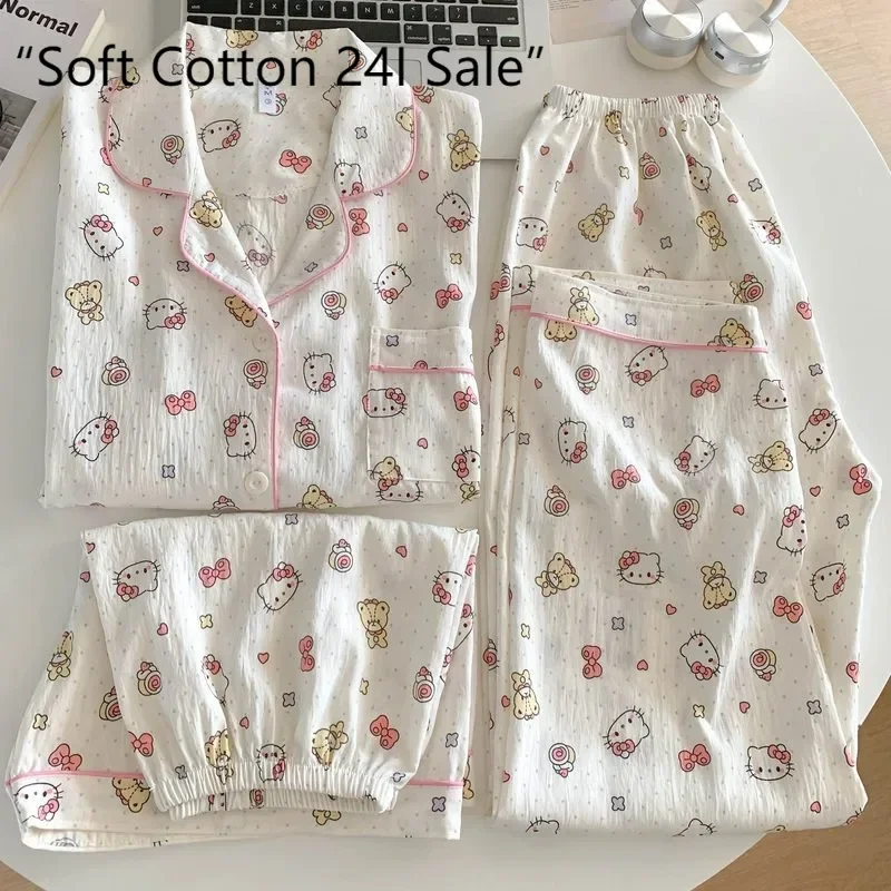 Summer new white Hello Kitty cute women's pajamas three-piece short-sleeved shorts trousers Hello Kitty pure cotton loungewear
Summer new white Hello Kitty cute women's pajamas three-piece short-sleeved shorts trousers Hello Kitty pure cotton loungewear