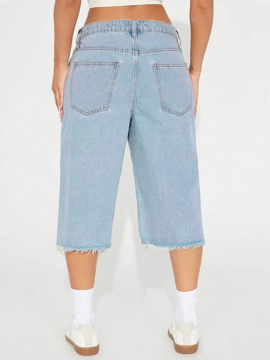 Womens Wide Leg Cropped Jeans With Frayed Hem Distressed Street Style
Womens Wide Leg Cropped Jeans With Frayed Hem Distressed Street Style
