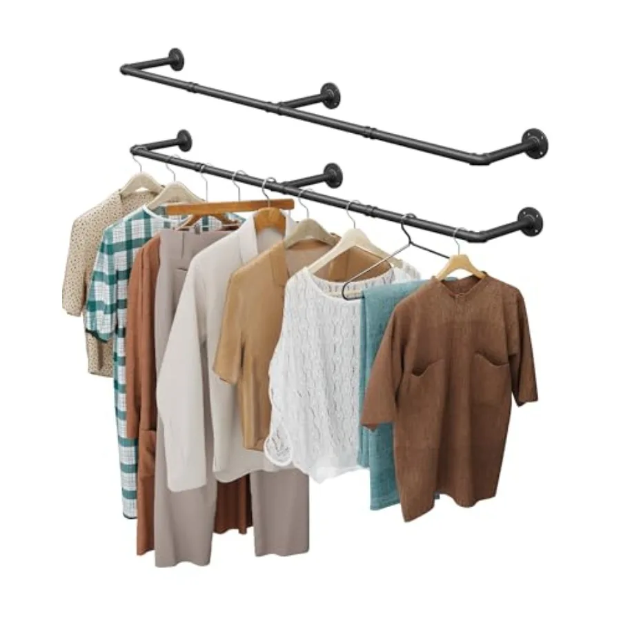 Clothes Rack 65.7" Industrial Pipe Clothing Rack Pack for Clothes Wall Mounted Heavy Duty Space Saving Garment Rack for Closet
Clothes Rack 65.7" Industrial Pipe Clothing Rack Pack for Clothes Wall Mounted Heavy Duty Space Saving Garment Rack for Closet