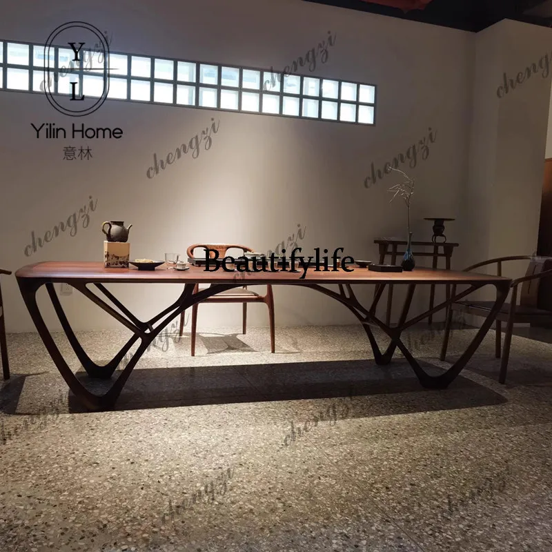 New Chinese-style North American black walnut tea table, simple Zen tea room villa large flat-floor office tea table
New Chinese-style North American black walnut tea table, simple Zen tea room villa large flat-floor office tea table