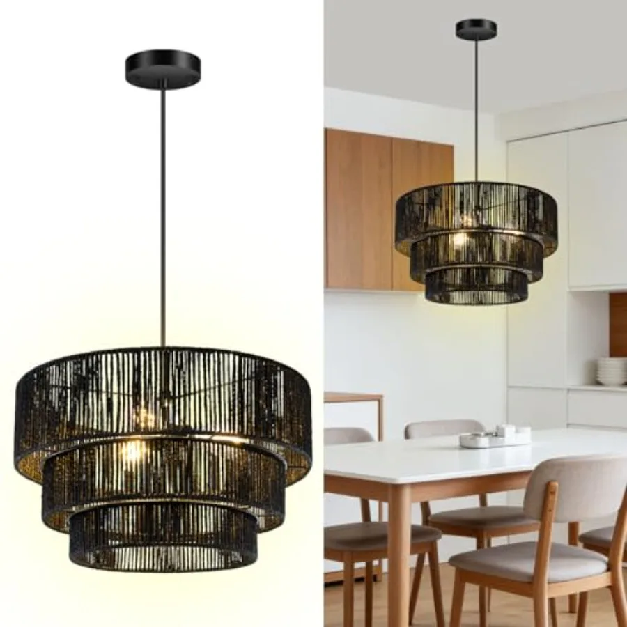 3 Light Boho Rattan Chandelier Light Fixture, 16.5''Hand Woven Hemp Rope Rustic Pendant Light, Large Farmhouse Hanging Lamp for
3 Light Boho Rattan Chandelier Light Fixture, 16.5''Hand Woven Hemp Rope Rustic Pendant Light, Large Farmhouse Hanging Lamp for