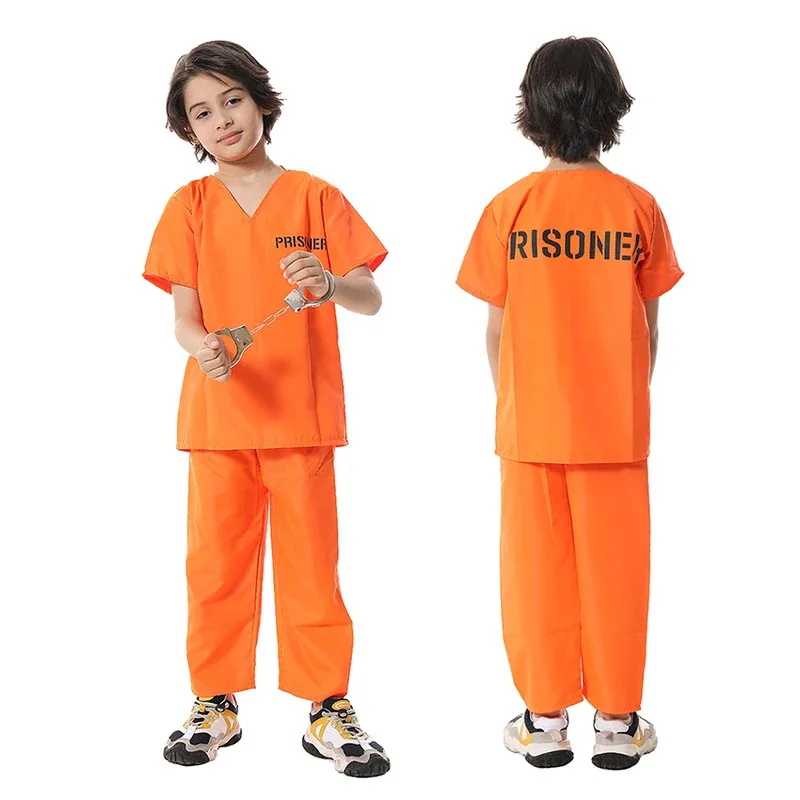 Prison Convict Cosplay Prisoner Uniform Suit Halloween Costume for Kids Carnival Handcuffs Disguise Prop Fancy Party Dress Suit
Prison Convict Cosplay Prisoner Uniform Suit Halloween Costume for Kids Carnival Handcuffs Disguise Prop Fancy Party Dress Suit