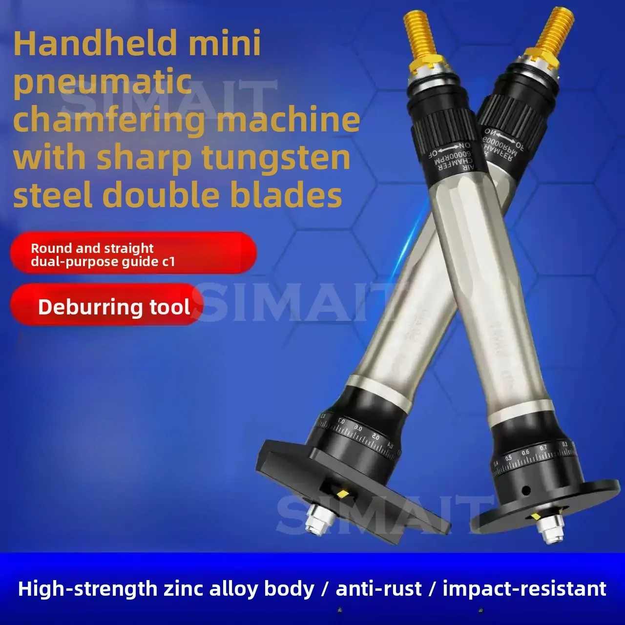 45° Pneumatic Chamfering Machine | Portable Mini Beveler for Round/Straight Edge | Alloy Steel Deburring Tool 30,000 RPM
45° Pneumatic Chamfering Machine | Portable Mini Beveler for Round/Straight Edge | Alloy Steel Deburring Tool 30,000 RPM