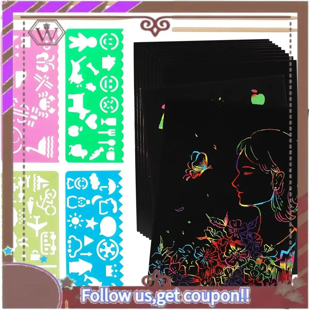 Latest Scratch Paper Art Set, Black Scratch Art Crafts Kit For Party Favors DIY Painting Games Birthday Christmas Toys Gifts
Latest Scratch Paper Art Set, Black Scratch Art Crafts Kit For Party Favors DIY Painting Games Birthday Christmas Toys Gifts