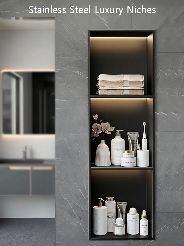 Нишевая полка для хранения в ванной комнате из нержавеющей стали, настраиваемая полка со скрытыми нишами для отеля, кухни, гостиной, аксессуары для ванной комнаты
Нишевая полка для хранения в ванной комнате из нержавеющей стали, настраиваемая полка со скрытыми нишами для отеля, кухни, гостиной, аксессуары для ванной комнаты
