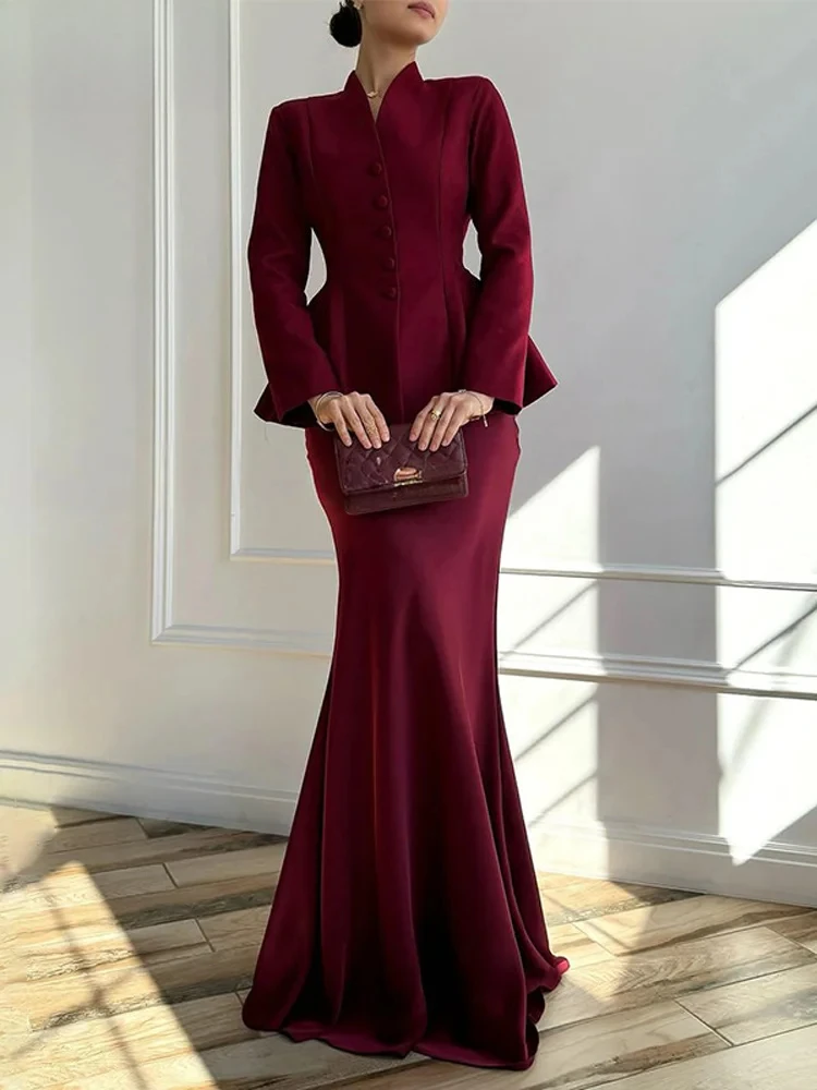 Women Single-breasted Slim Waist Coat Fishtail Skirt 2026 Autumu Lady Solid Outfits Elegant Stand Collar Blazer Long Skirts Sets
Women Single-breasted Slim Waist Coat Fishtail Skirt 2026 Autumu Lady Solid Outfits Elegant Stand Collar Blazer Long Skirts Sets