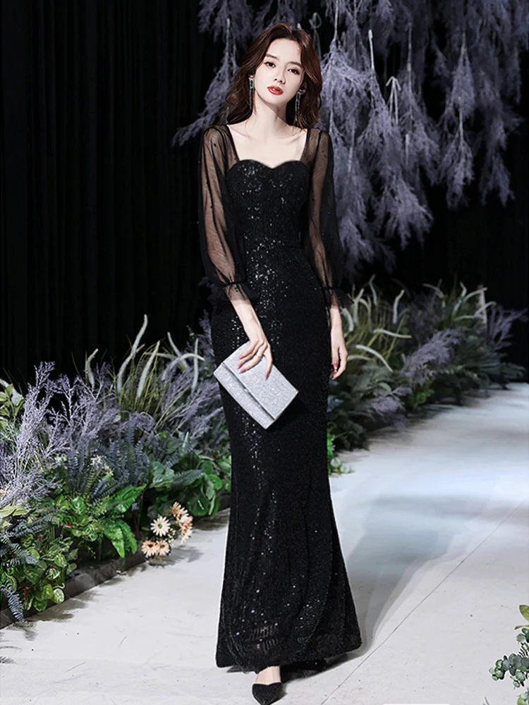 Ele Bla Evening Gown with Sequins Heavy Embroidery Fi Tail Design for Formal Ocns Korean Sle Long Sve Dr
Ele Bla Evening Gown with Sequins Heavy Embroidery Fi Tail Design for Formal Ocns Korean Sle Long Sve Dr