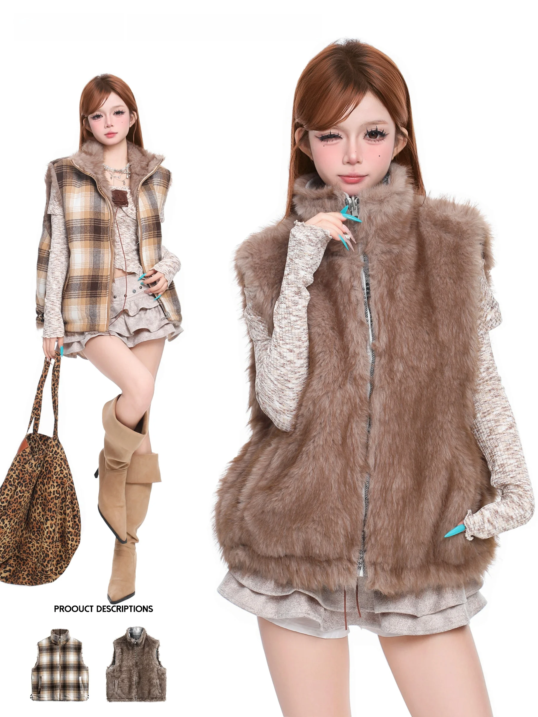 Basterds American Retro Plaid Double-Sided Wear Cotton Vest Women's Autumn Winter Thi Warm Fluffy Outerwear Warmth Commute ...
Basterds American Retro Plaid Double-Sided Wear Cotton Vest Women's Autumn Winter Thi Warm Fluffy Outerwear Warmth Commute ...