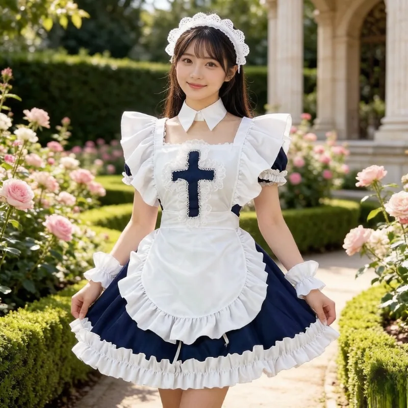 Japanese Classic Short Sleeve Maid Uniform, Sweet Anime Cosplay Outfit, Cute Lace Ruffle Waitress Dress Party Role Play Costume
Japanese Classic Short Sleeve Maid Uniform, Sweet Anime Cosplay Outfit, Cute Lace Ruffle Waitress Dress Party Role Play Costume