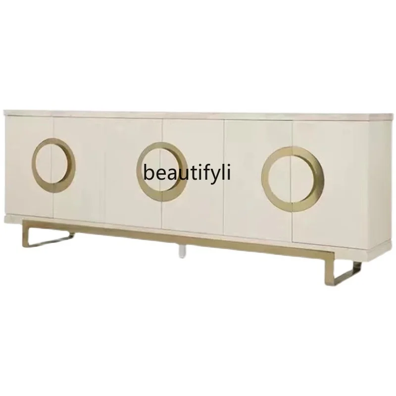 American light luxury stainless steel TV cabinet simple white solid wood sideboard living room decoration storage cabinet
American light luxury stainless steel TV cabinet simple white solid wood sideboard living room decoration storage cabinet