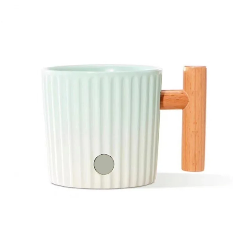 Summer Mint Green Cup Simple Gradual Change Striped Office Desktop Coffee Ceramic Mug, Wood Handle, 375ml
Summer Mint Green Cup Simple Gradual Change Striped Office Desktop Coffee Ceramic Mug, Wood Handle, 375ml