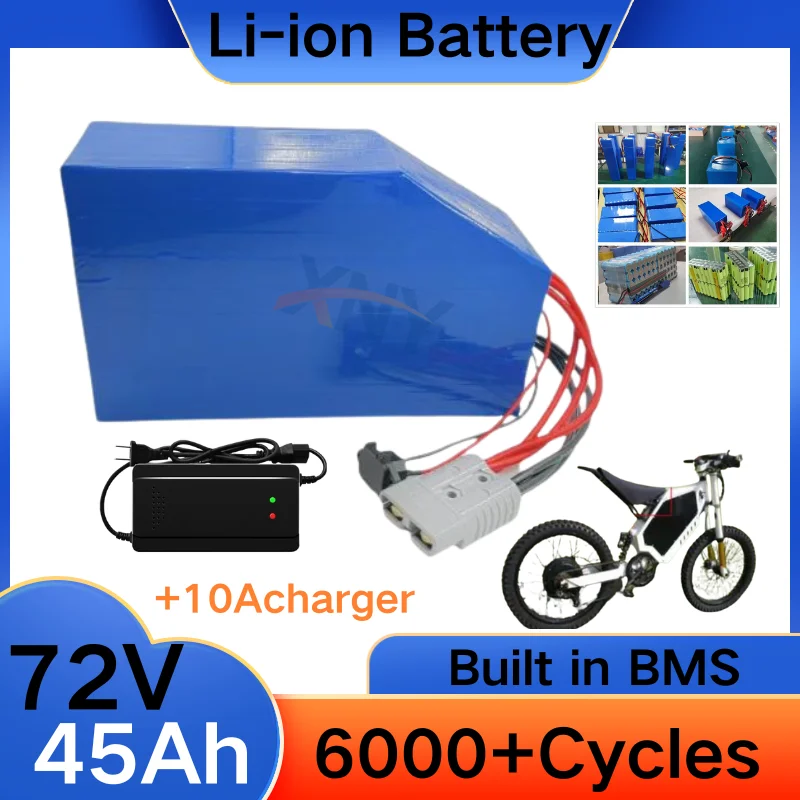XNY 72V 45Ah Triangle Lithium-Ion Battery BMS 20S with 10A Charger for 5000W 6000W Mountain Bike Scooter Motorcycle High Capacit
XNY 72V 45Ah Triangle Lithium-Ion Battery BMS 20S with 10A Charger for 5000W 6000W Mountain Bike Scooter Motorcycle High Capacit