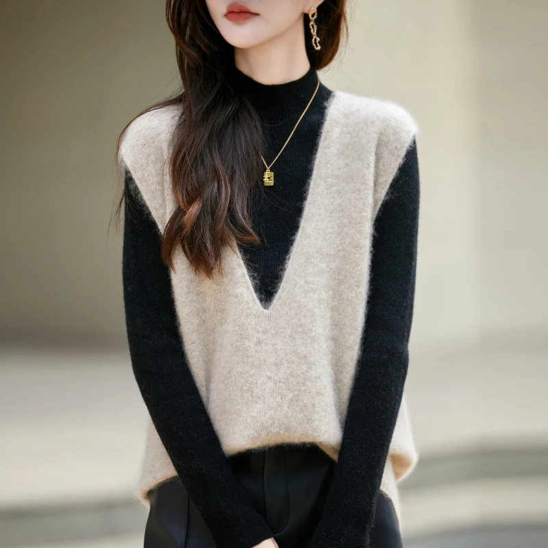 2025 Chic Women's Vests Solid Color Basics V-Neck Pullover 100% Merino Wool Knitwear Soft Warm Sleeveless Sweater Waistcoat Tops
2025 Chic Women's Vests Solid Color Basics V-Neck Pullover 100% Merino Wool Knitwear Soft Warm Sleeveless Sweater Waistcoat Tops