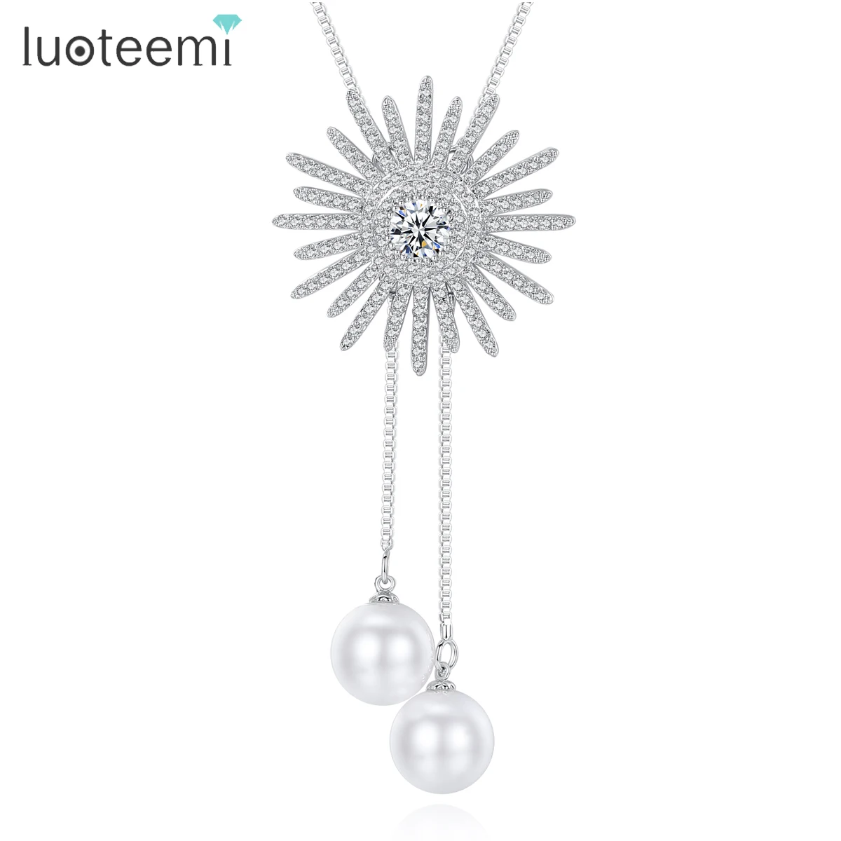 LUOTEEMI Long Clear Cubic Zirconia Tassel Necklaces Snowflake Shape Imitation Pearls Drop Chains for Women Wedding Party Jewelry
LUOTEEMI Long Clear Cubic Zirconia Tassel Necklaces Snowflake Shape Imitation Pearls Drop Chains for Women Wedding Party Jewelry
