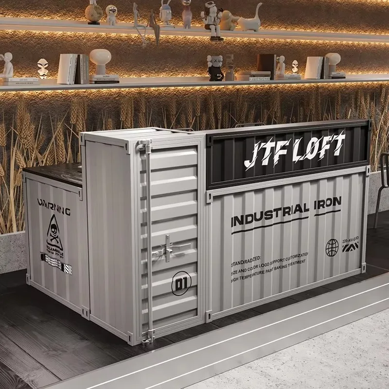Jotefang Custom Industrial Style Metal Bar Counter Front Desk Reception Furniture for Milk Tea Shop/Cafe Restaurant Handmade
Jotefang Custom Industrial Style Metal Bar Counter Front Desk Reception Furniture for Milk Tea Shop/Cafe Restaurant Handmade