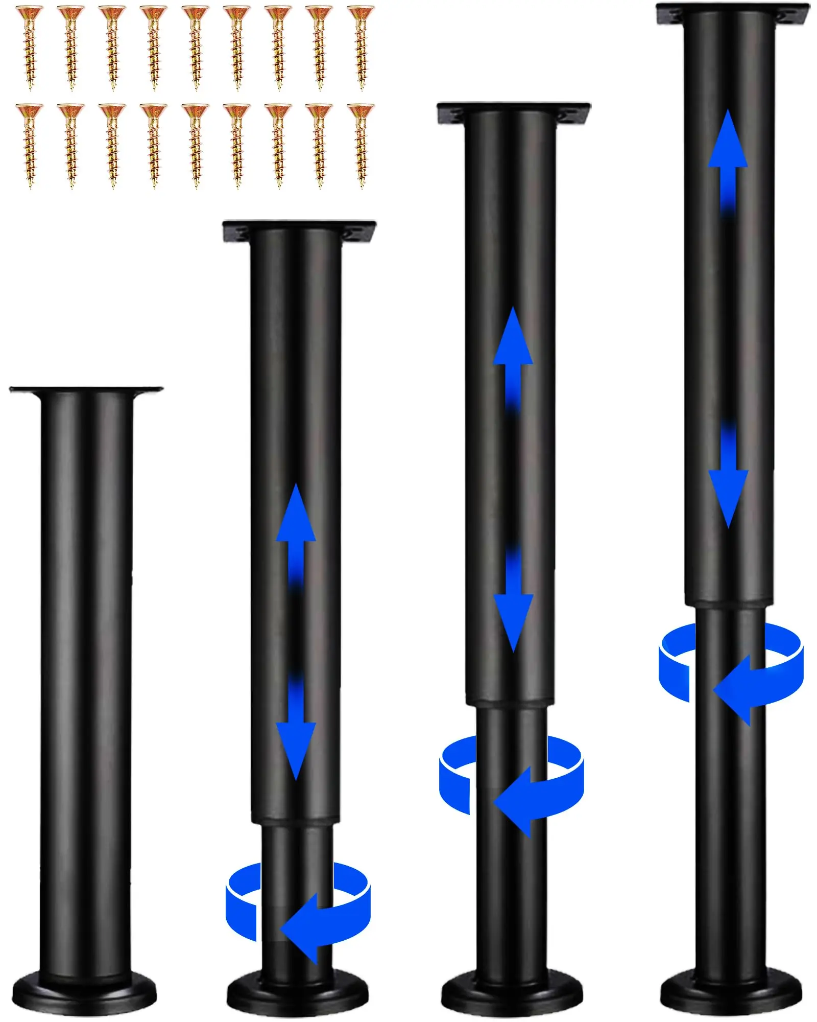 4 Pcs Adjustable Height Furniture Legs With Screws 3.15-4.72 Inch Heavy Duty Metal Support For Chair Bed Sofa Cabinet Table
4 Pcs Adjustable Height Furniture Legs With Screws 3.15-4.72 Inch Heavy Duty Metal Support For Chair Bed Sofa Cabinet Table