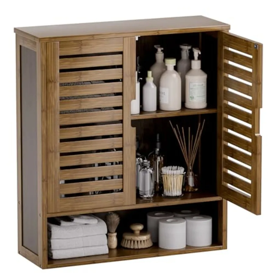 Навесной бамбуковый шкаф для ванной над унитазом с 2 дверцами и регулируемыми полками, цвет орех, экономия пространства, для хранения медикаментов
Навесной бамбуковый шкаф для ванной над унитазом с 2 дверцами и регулируемыми полками, цвет орех, экономия пространства, для хранения медикаментов